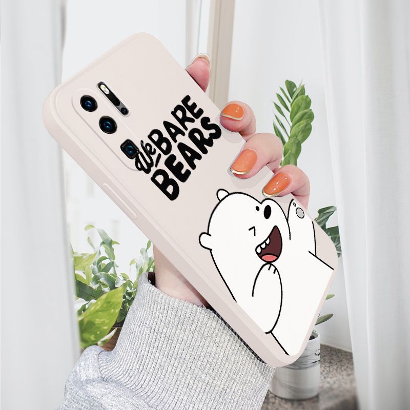 AMORVOR for Huawei P30 Pro Back Cover Cartoon Cute Panda Side design Soft Case Liquid Silicone Phone Cases