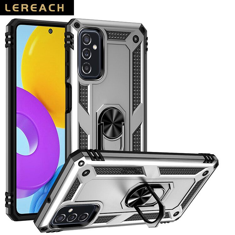 Lereach For Samsung Galaxy M52 5G Mobile Phone Case TUP+PC Hard Ring Car Ring Bracket Shockproof Back Cover