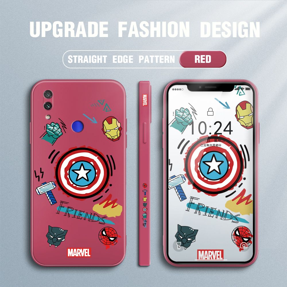 Jizetin for Redmi Note7 / Note 7 Pro Back Cover Hero Props Side Design Liquid Silicone Phone Case Soft Full Camera Protect Phone Cases