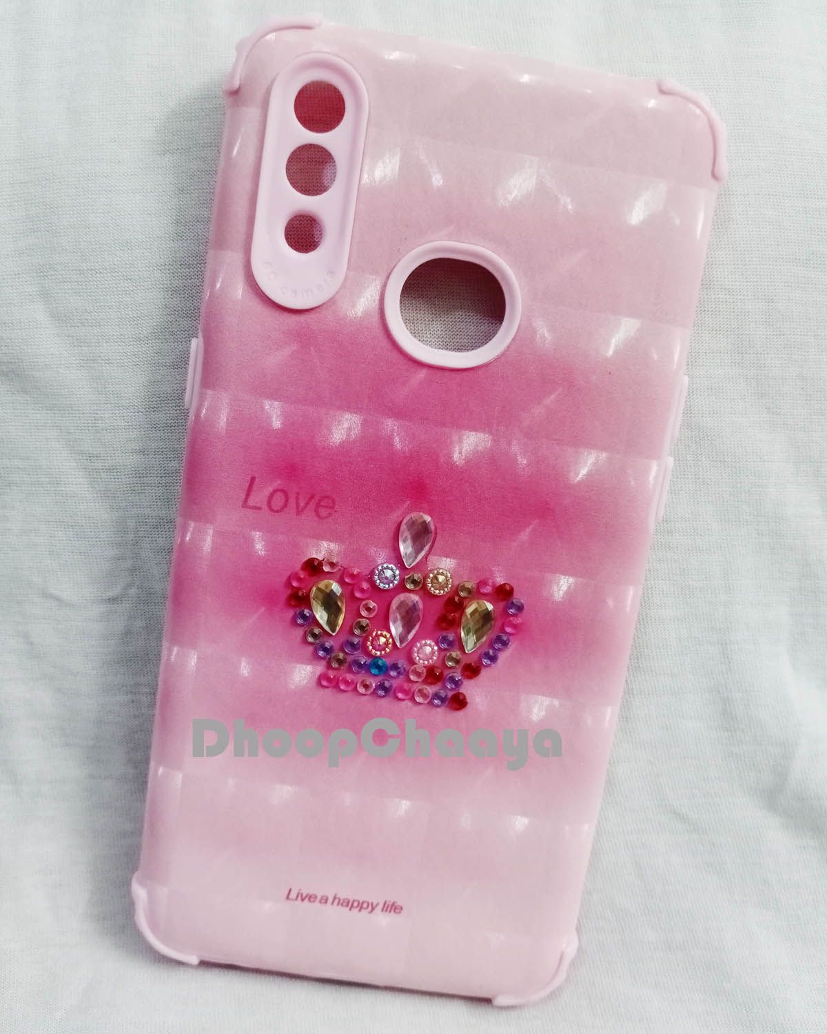 Samsung Galaxy A10s / Galaxy M01s - Camera Protection Luxury 6D Plating Half Wrapped Stone Fashionable Soft Ladies Case Cover - Phone - Camera