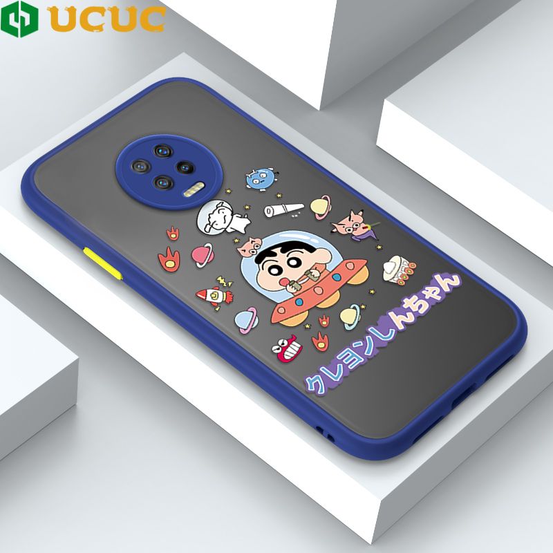 UCUC for Infinix Note7 Back Cover Spaceship Shinchan Frosted Transparent Hard Phone Case Thin Shockproof Full Cover Camera Protect Case
