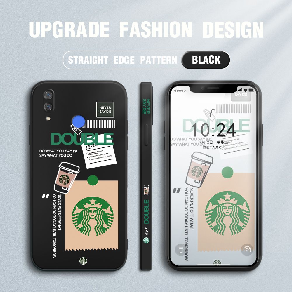 Jizetin for Huawei Nova 3i / P Smart Plus Back Cover Creative Coffee Brand Side Design Liquid Silicone Phone Case Soft Full Camera Protect Phone Cases