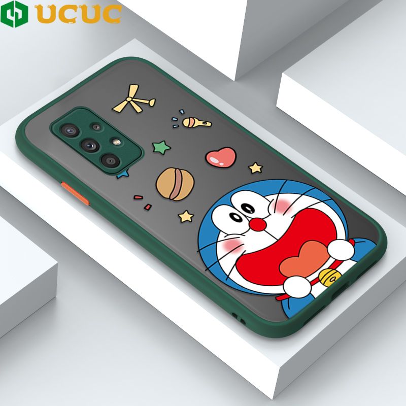 UCUC for Samsung Galaxy A52 5G / A52 / A52S 5G Back Cover Laugh Doraemon Frosted Transparent Hard Phone Case Thin Shockproof Full Cover Camera Protect Case