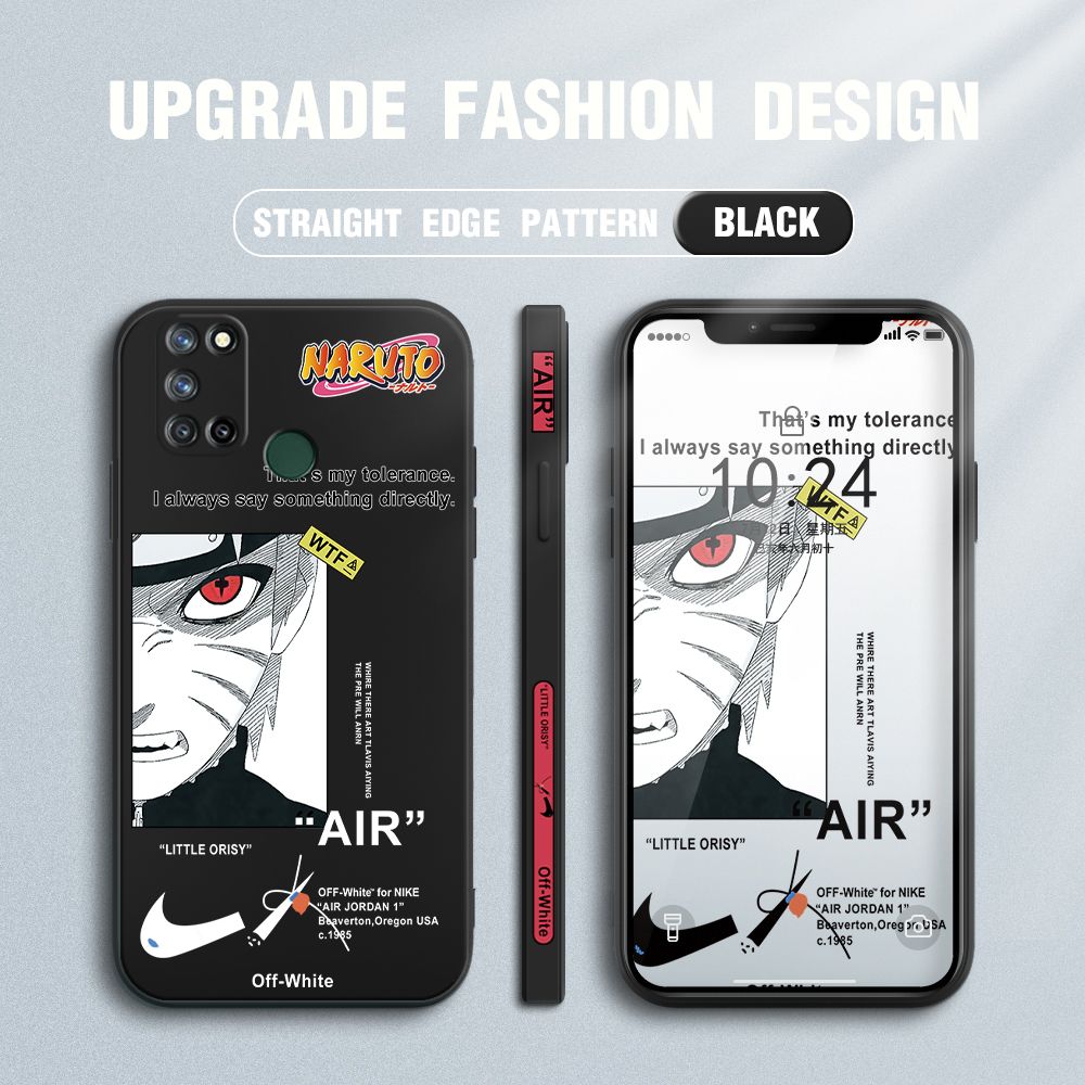 Jizetin for Realme 7i / Realme C17 Case Side Design Phone Cover Anime Uzumaki Naruto Cover Square Edge Pattern Liquid Silicone Trend Case
