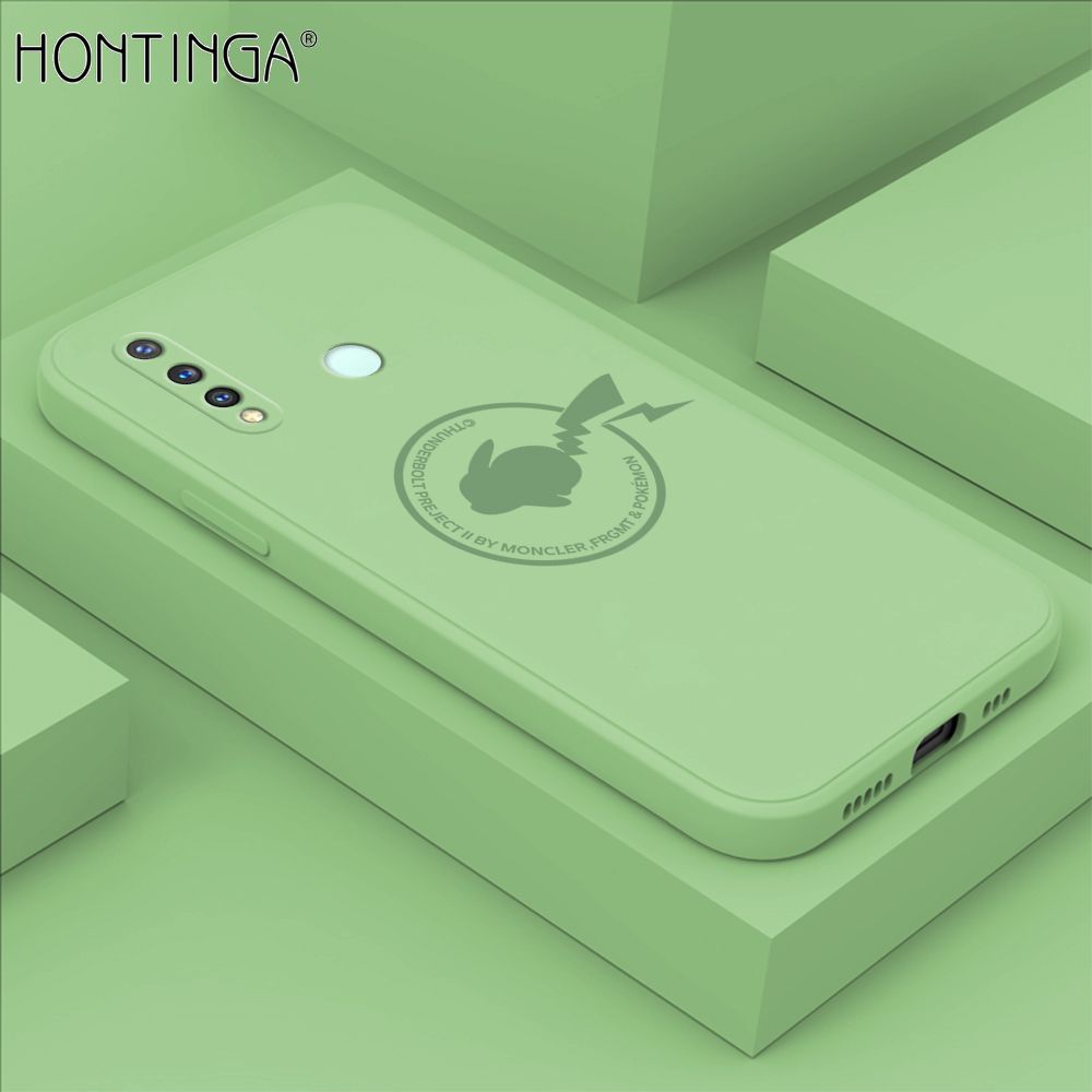 Hontinga for Vivo Y19 Case Cartoon Pikachu Pokemon Phone Case Liquid Silicone Casing Full Cover Camera Shockproof Protective Case