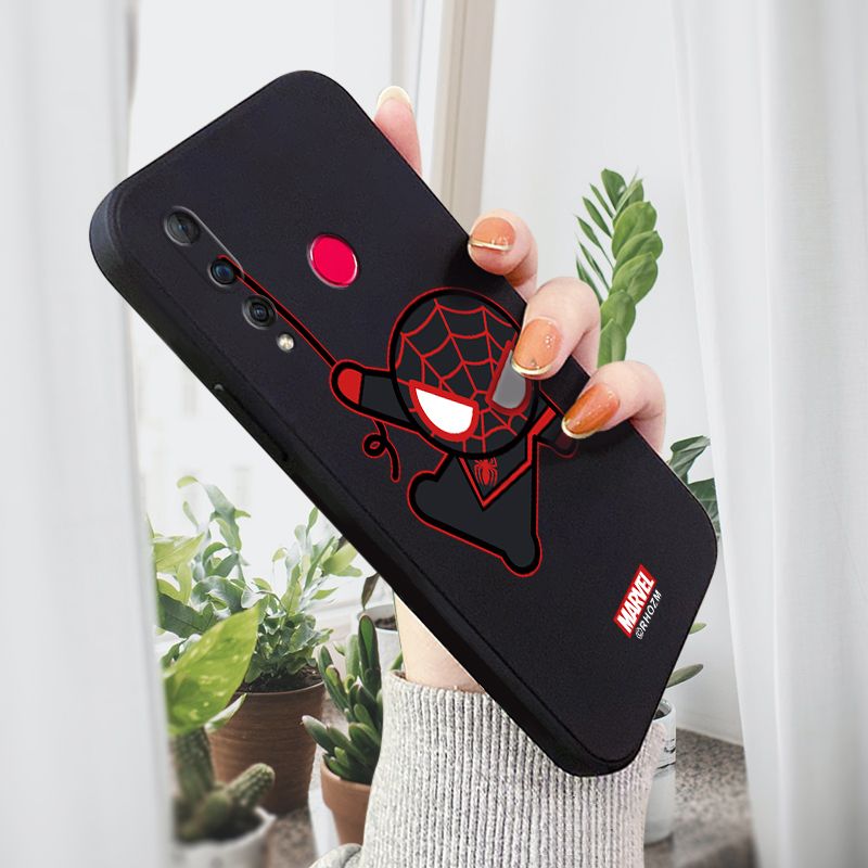 AMORVOR for Huawei Nova 4 Back Cover Cartoon Cute Spiderman Side design Soft Case Liquid Silicone Phone Cases