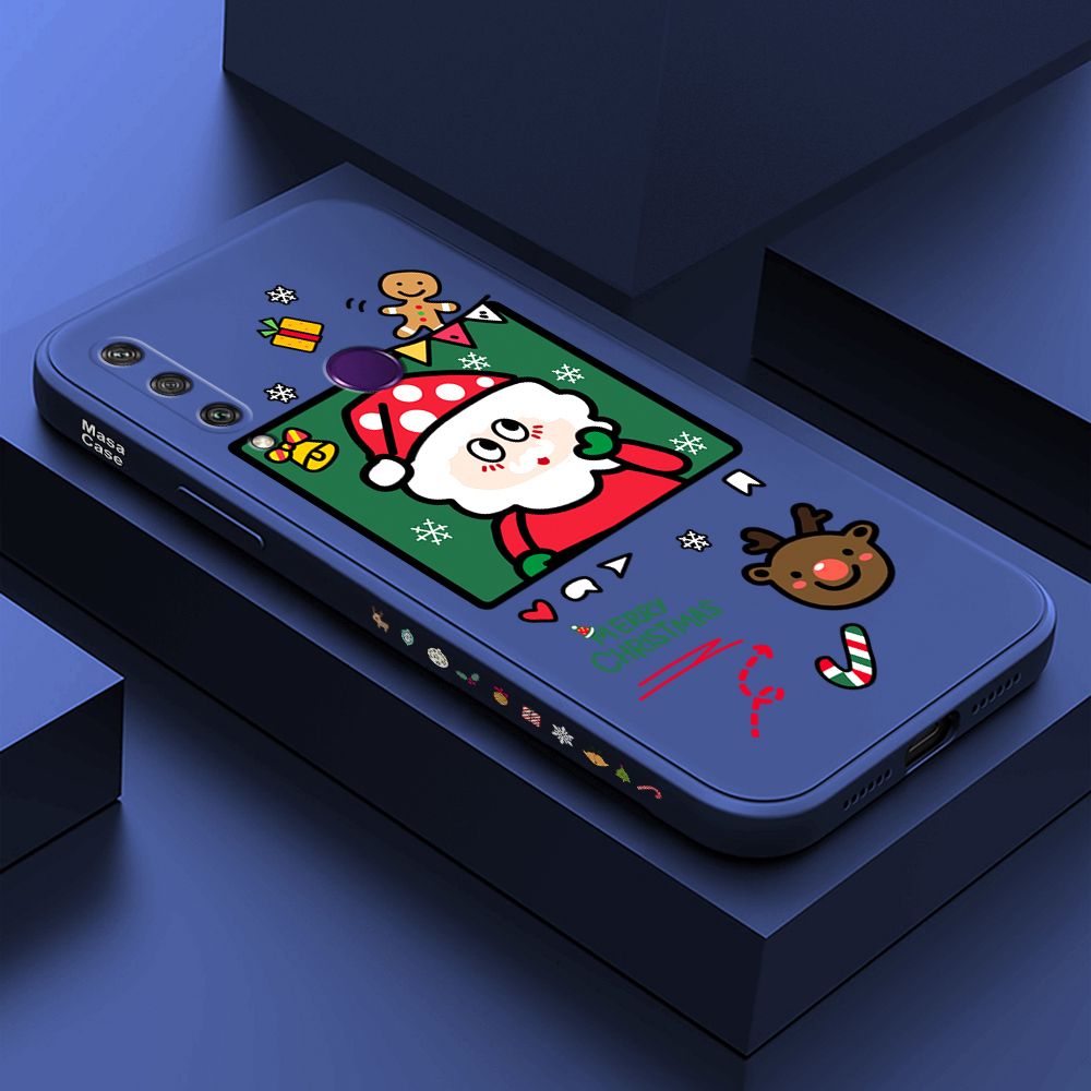 ZeroQiQi for Huawei Y6P Case Santa Claus Christmas Gifts Side Printing Cases Soft Liquid Silicone Phone Cover