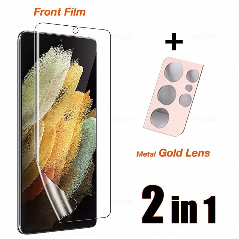 [Order message mobile phone model]3 IN Galaxy S21 Plus Hydrogel Front and Back Film with Metal Camera Lens Protector for Note 20 S21 Ultra Screen Protector