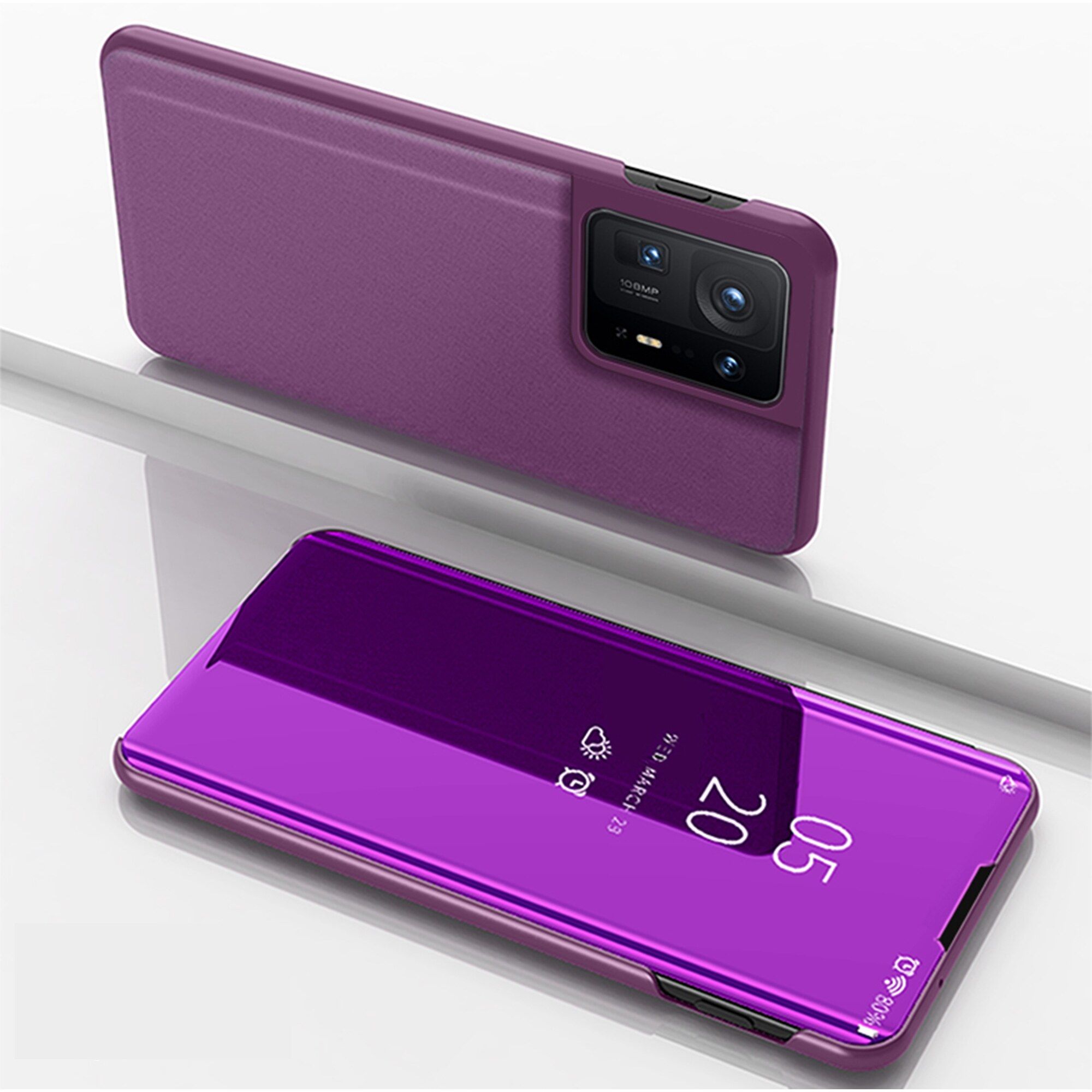 For Xiaomi Mix 4 Mirror Plating Hard PC -PU Leather Semi-transparent Standing View Case Cover Mirror Plating Hard PC -PU Leather Semi-transparent Standing View Case Cover