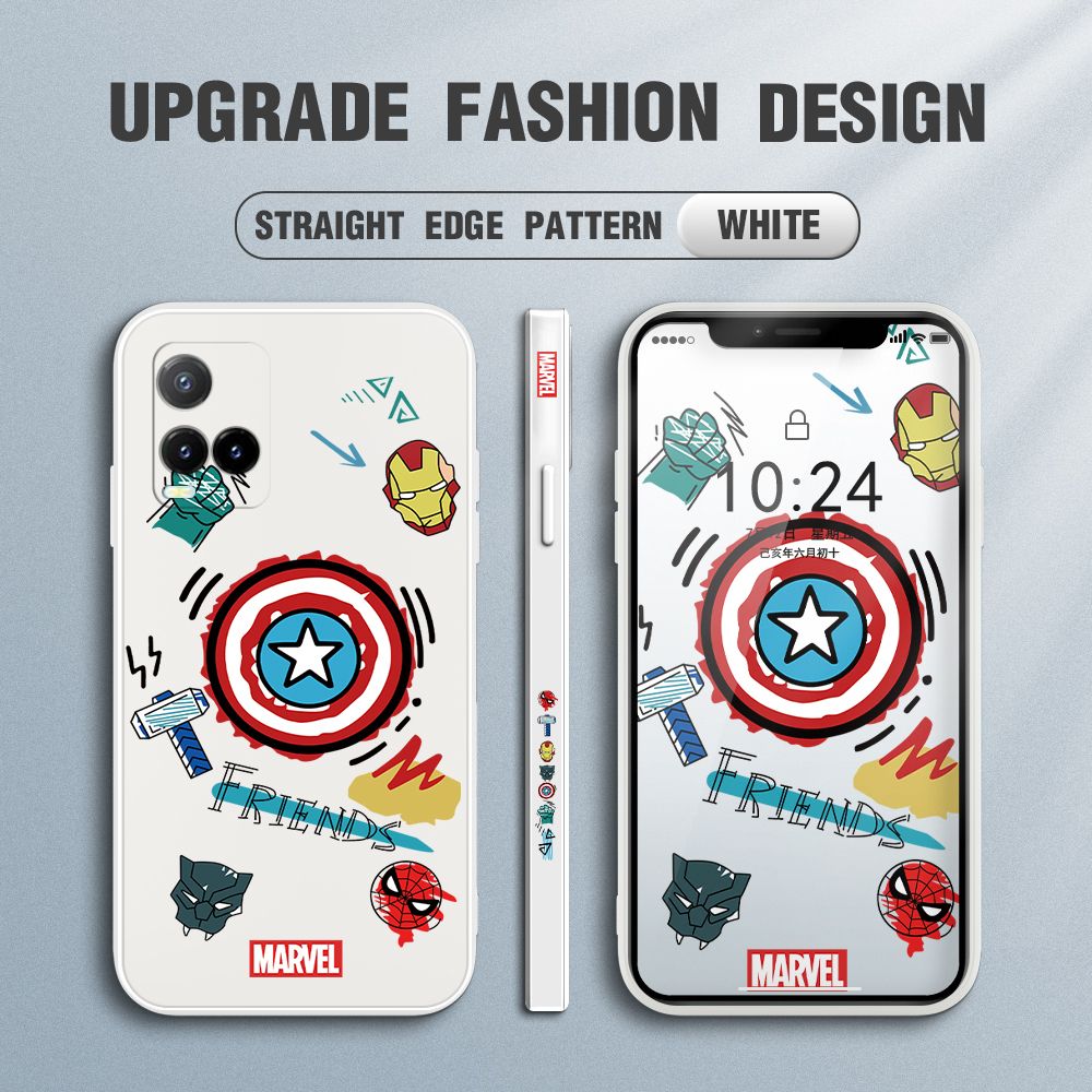 UCUC for Vivo Y33S / Y21 2021 / Y21S Back Cover Creative Shield Ultra Thin Soft Luxury Square Multicolor Liquid Silicone Phone Case
