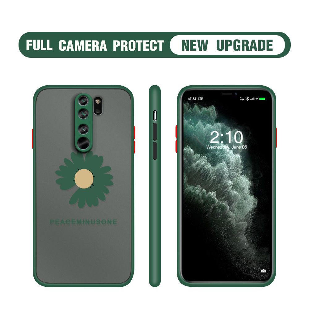 Hontinga for Redmi Note 8 Pro Case Daisy Flower Cover Camera Shockproof Protection Case Edge Frosted Transparent Phone Cover