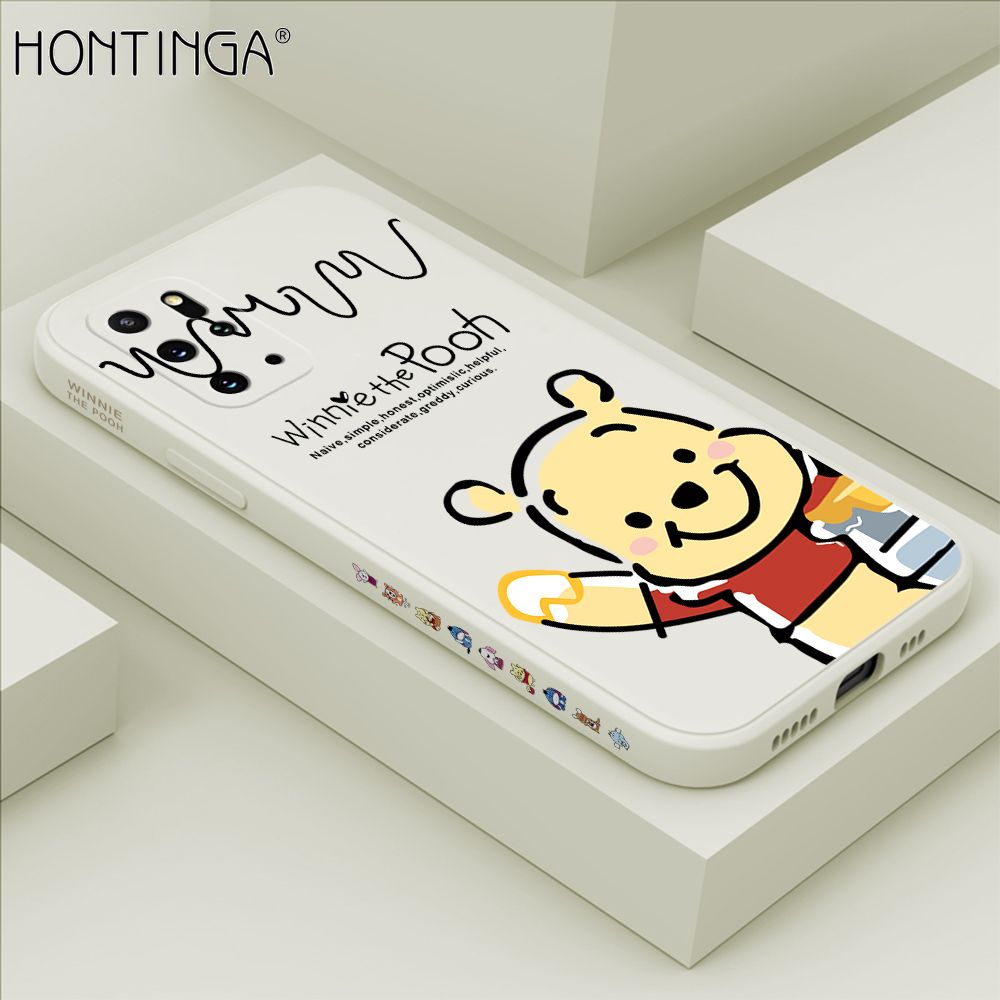 Hontinga for Samsung S20 Plus Case Side Design Hello Little Bear Back Cover Soft Square Edge Pattern Liquid Silicone Trend Phone Cases