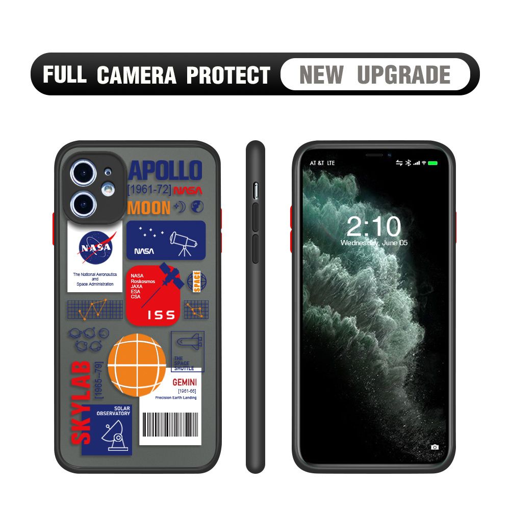 Hontinga for iPhone 12 Case Travel Poster Camera Shockproof Protection Cases Edge Frosted Transparent Phone Cover