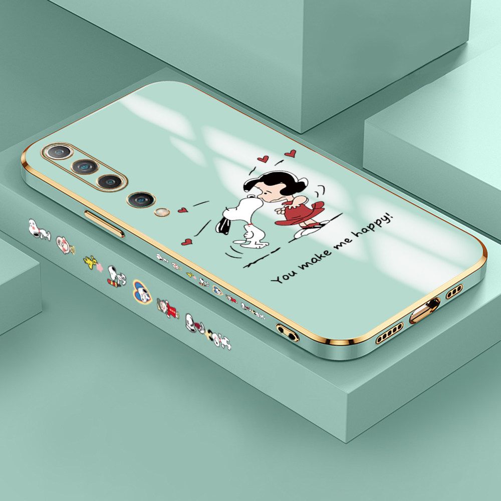 Jizetin (Free Lanyard) Xiaomi 10 Case Cute Puppy Little Girl Luxury 6D Plating Soft Casing Silicone Ultra Thin Phone Cover