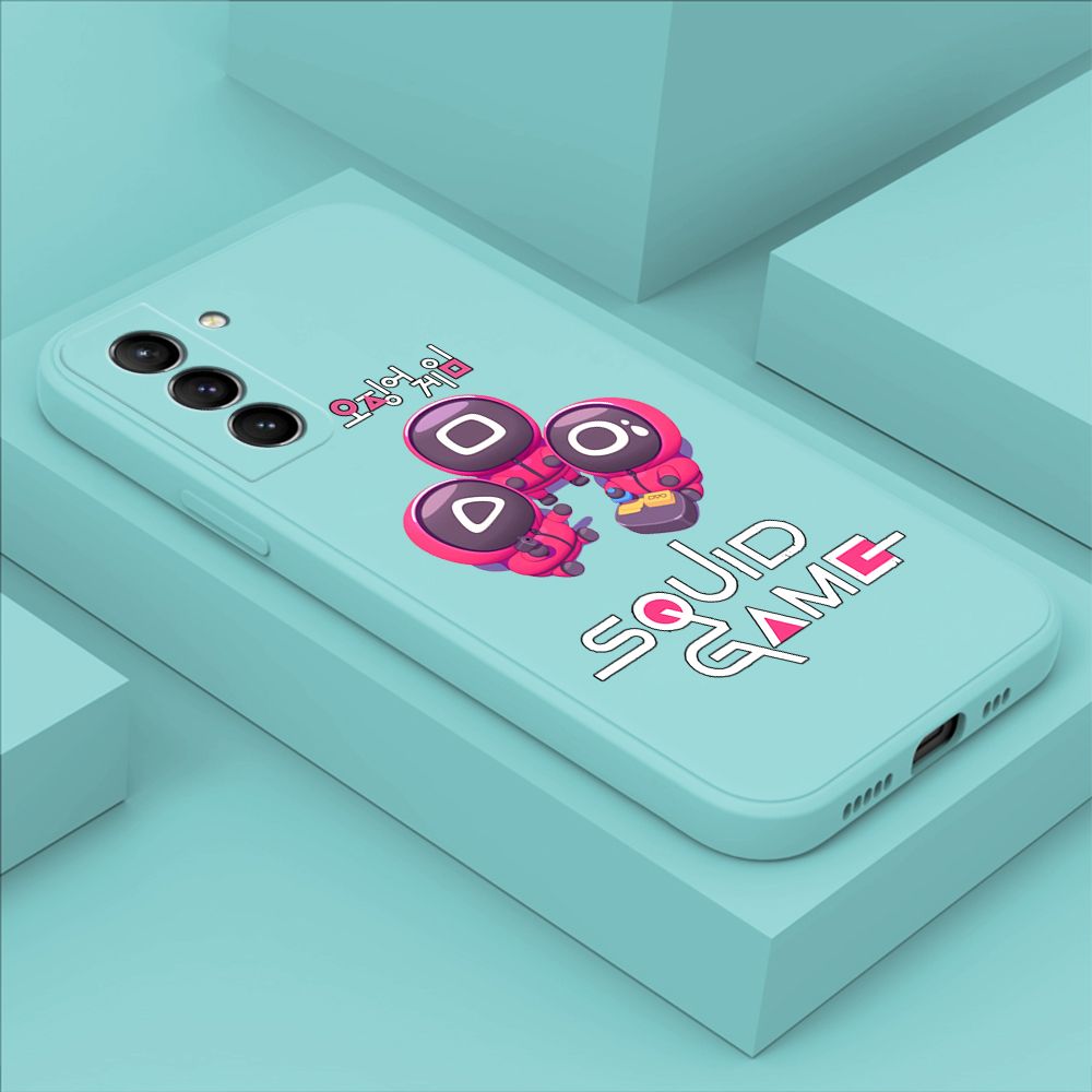 ZeroQiQi for Samsung Galaxy S21 Plus 5G Case Cute Cartoon Cute Squid Character Phone Cover Square Liquid Silicone Shockproof Phone Protective Case