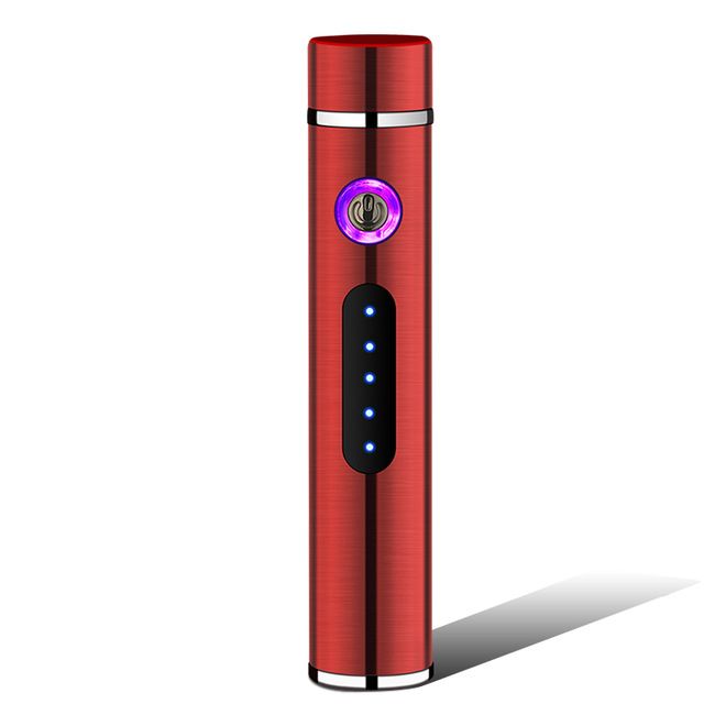 Yfashion ni  Lighter Cylindrical Shape USB Charging ouch Sensor Windproof Flamless ravel Electronic Lighter