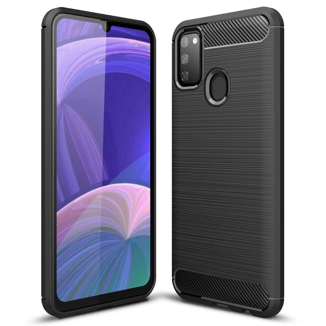 For Samsung Galaxy M30s Case Carbon Fiber TPU Shockproof Soft Silicone Phone Cover