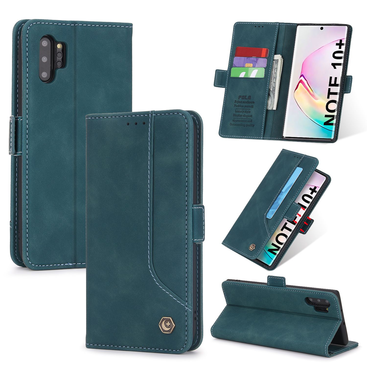 For Samsung Galaxy Note 10 5G Premium Retro Leather Magnetic Card Holder Case Shockproof TPU Inner Flip Stand Cover