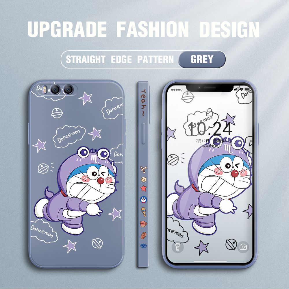 Jizetin for Xiaomi Mi 6 Case Cute Cartoon Purple Doraemon Anime Side Design Phone Case Ultra Soft Edge Pattern Liquid Silicone Phone Cases