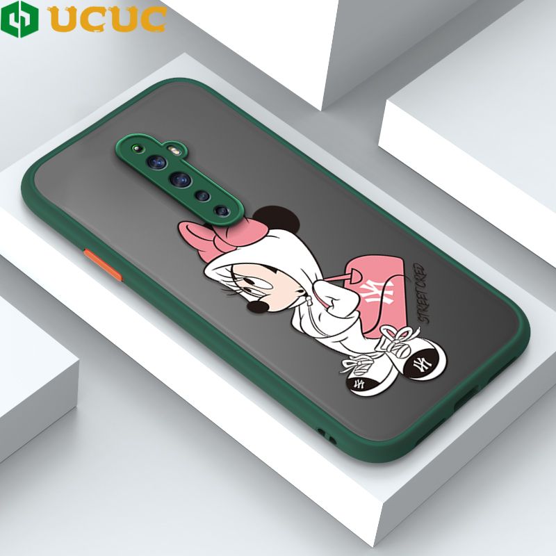 UCUC for OPPO Reno 2F 2Z Back Cover Satchel Minnie Frosted Transparent Hard Phone Case Thin Shockproof Full Cover Camera Protect Case