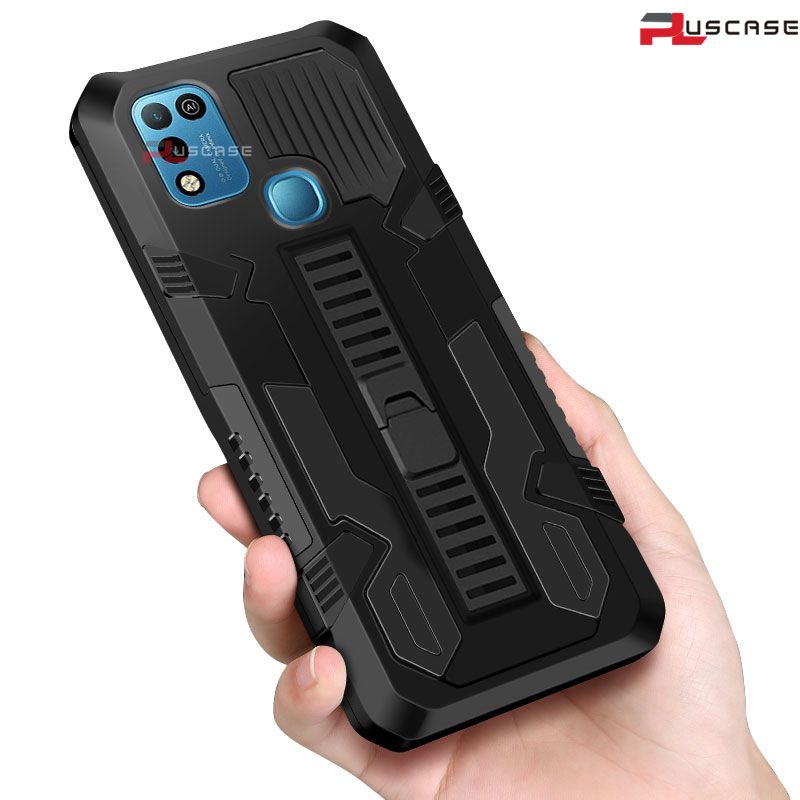 PlusCase for Hot 10 Play / Hot 11 Play Armor Case Stand Ring Hard Shockproof Matte Foldable Invisible Kickstand Casing