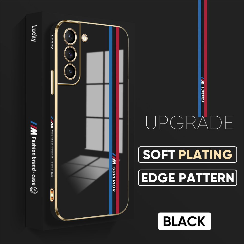 TA for Samsung Galaxy S21 5G Back Cover + Free Lanyard Track Sign Luxury 6D Plating Case Side Pattern Soft Silicone Square Phone Cases