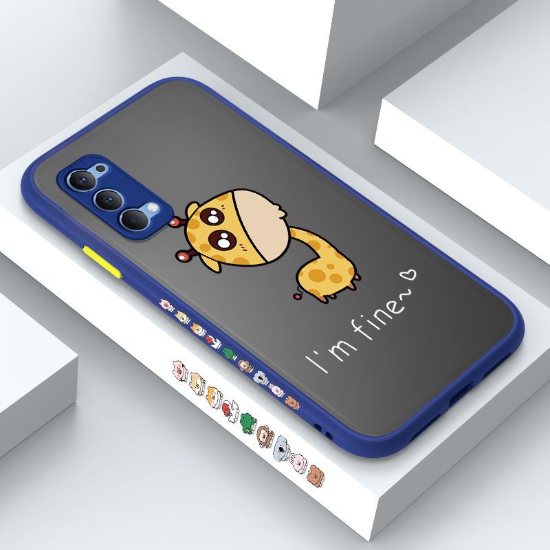 ZeroQiQi for OPPO Reno 4 Case Cute Funny Giraffe Side Printing Cover Frosted Ultra Thin Protective Anti Fall Phone Case
