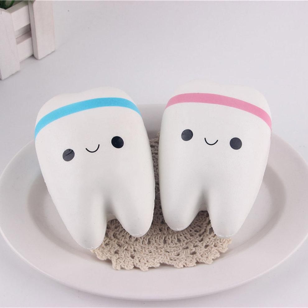 EF Cute Teeth Squishy Phone Charms Super Soft PU Slow Rising Ballchain Kid Toy