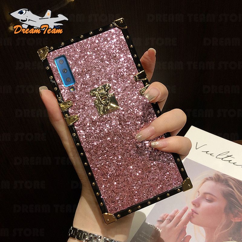 For Samsung Galaxy A750 / Samsung Galaxy A7  / Samsung Galaxy A50 / Samsung Galaxy A50s / Samsung Galaxy A30s Case Fashion Pure Color Glitter Square TPU Anti-fall Shockproof Phone Case