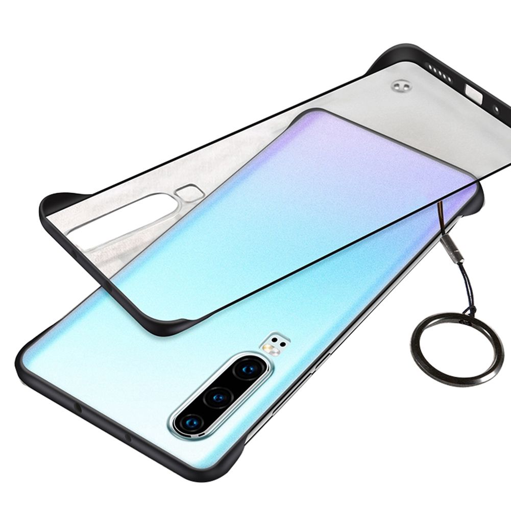 Matte Frameless Phone Back Case Cover with Ring Grip for Huawei P20 30 Mate 30