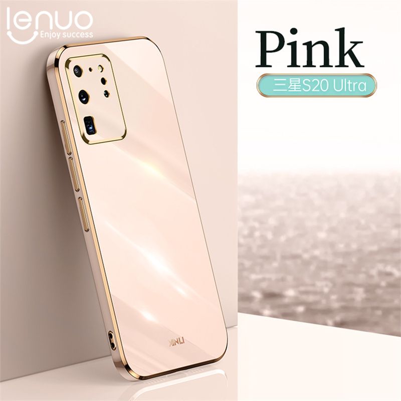 Luxury 6D Plating Soft Casing Silicone Square Frame Phone Case For Samsung Galaxy S20 Ultra Phone Case Shiny Bling Back Cover Coque
