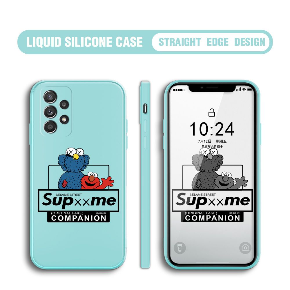 BILI for Samsung Galaxy A52 / A52 5G / A52S 5G Back Cover Sesame Street Companion Multicolor Liquid Silicone Phone Case Soft Square Lens Protection Phone Cases