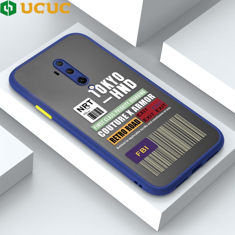 UCUC for OnePlus 7T Pro Back Cover FBI Sticker Frosted Transparent Hard Phone Case Thin Shockproof Full Cover Camera Protect Case