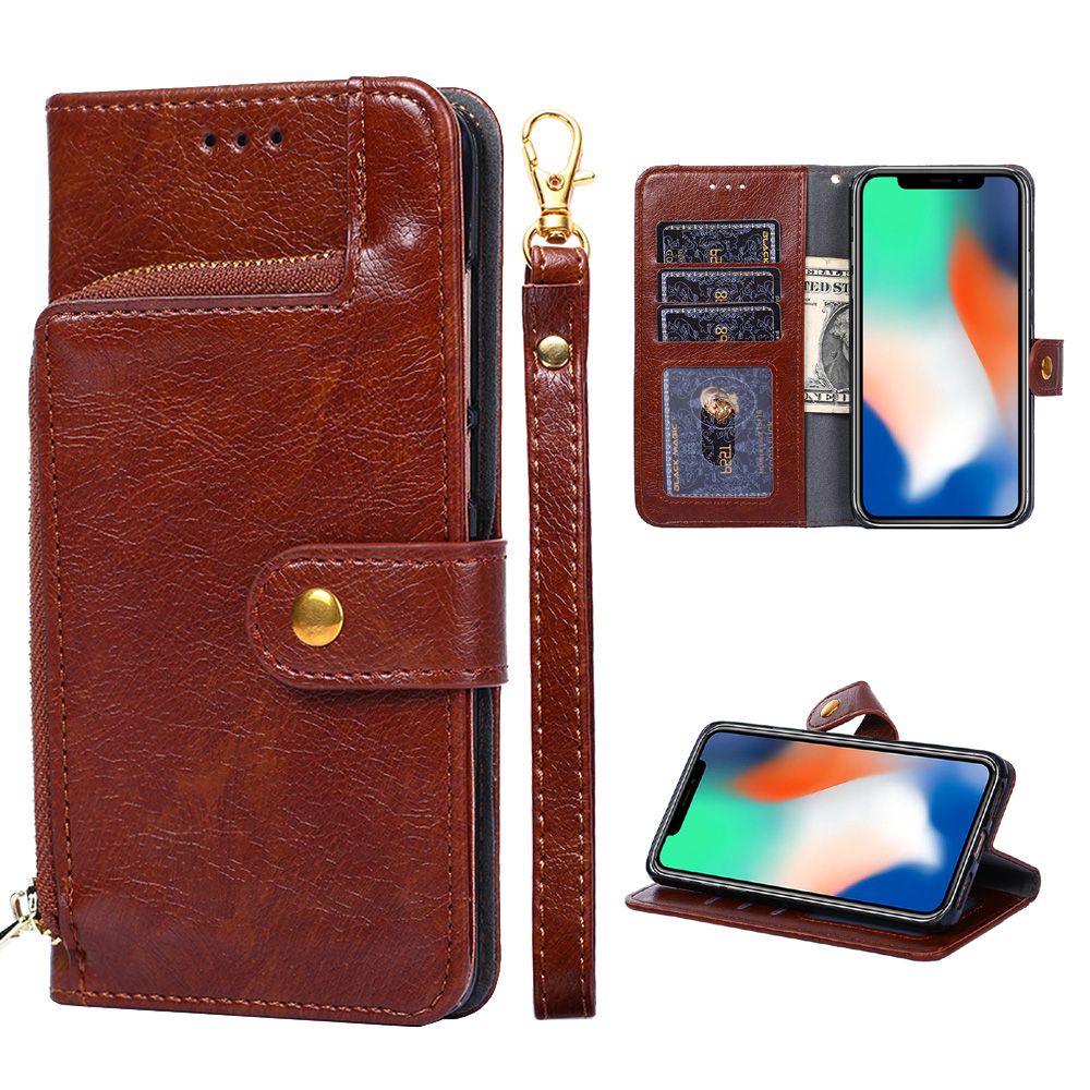 Case For  Vivo Y12S   casing  Flip-resistant leather + TPU back cover mobile phone case zipper Wallet card multi-function bracket mobile phone case