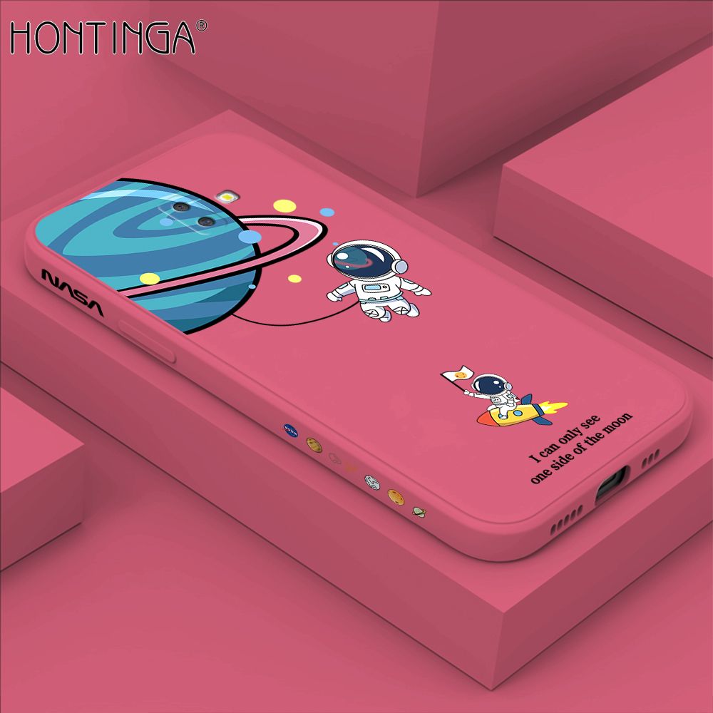 Hontinga for Samsung J6 Plus 2018 Case Cartoon Astronaut Side Design Back Cover Soft Square Edge Liquid Silicone Phone Cases