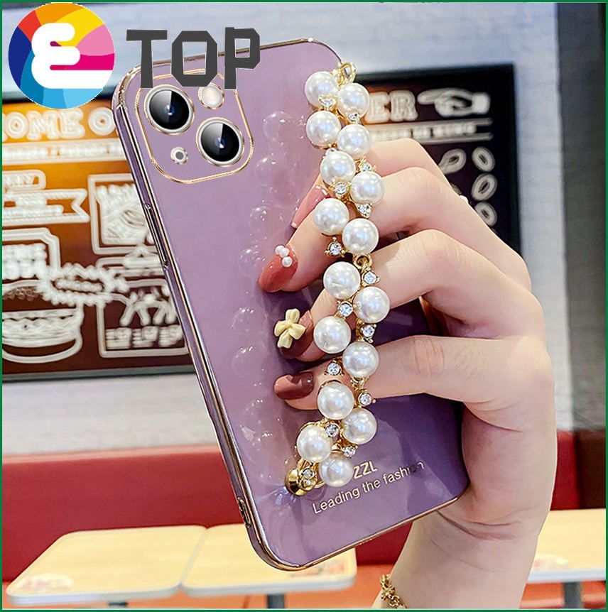 Suitable for Apple 13 mobile phone shell silicone 811 all-inclusive iphone12promax creative tide brand pearl bracelet ins