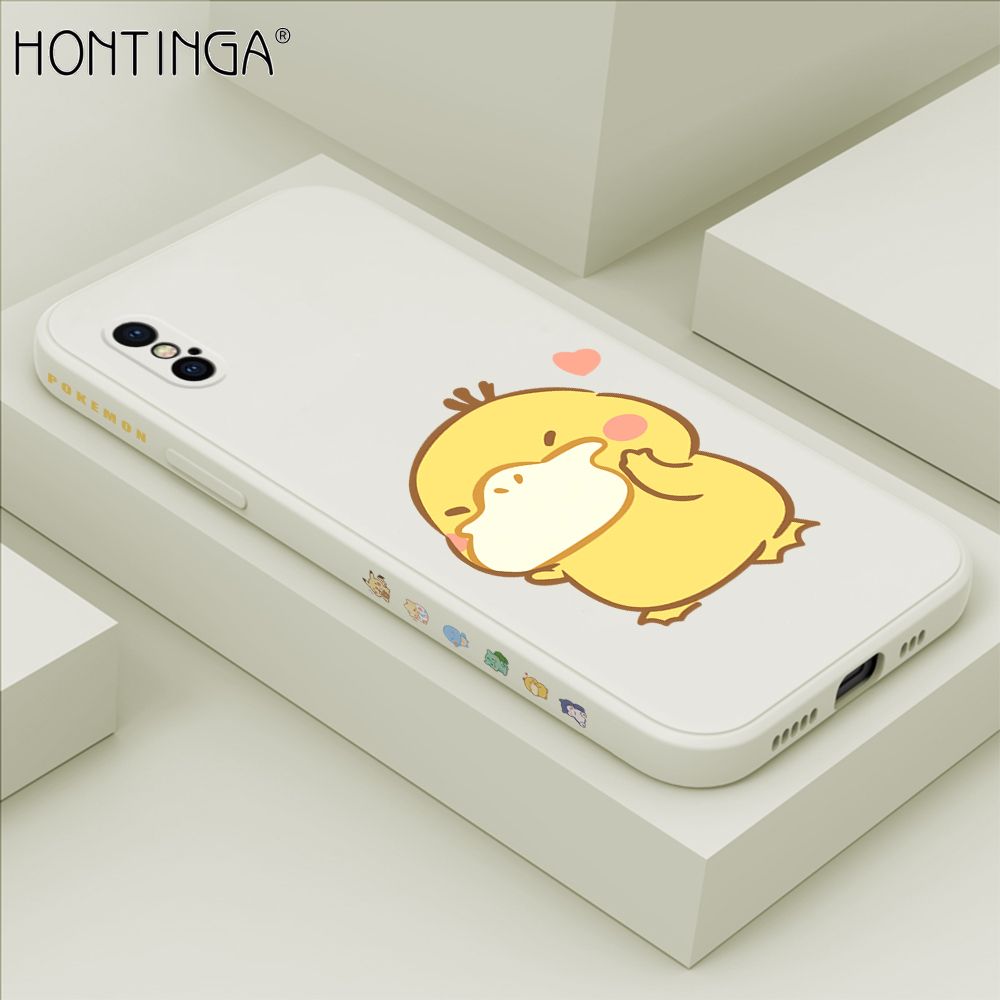 Hontinga for iPhone XS MAX Case Side Design Trendy Cartoon Sign Back Cover Soft Square Edge Pattern Liquid Silicone Phone Cases