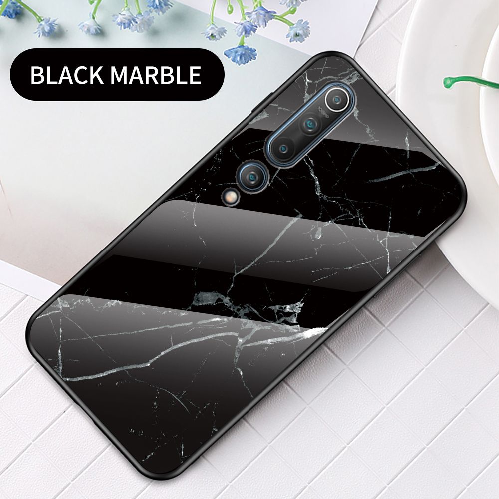 Case for Xiaomi Mi 10 5G Tempered Glass Protective Layer on the Back and TPU Bumper Anti+shock Shock Absorption Protective Cover