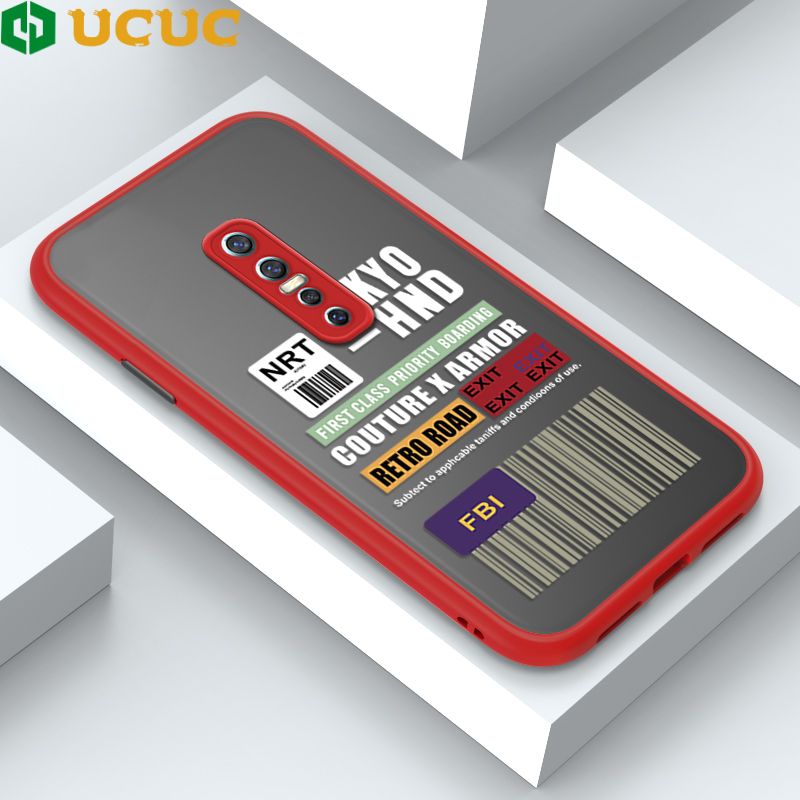 UCUC for Vivo V17 Pro Back Cover FBI Sticker Frosted Transparent Hard Phone Case Thin Shockproof Full Cover Camera Protect Case