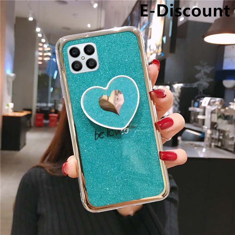 Phone Case Honor X8 Back Cover Fashion Couple Cases Bling Gold Glitter Loved Bracket Holder Stand Ring Soft Protector Cover Honor X8 Case