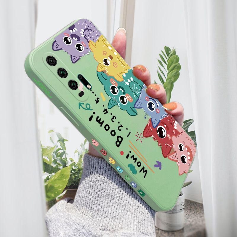 AMORVOR for Honor 20 Pro Back Cover Cute Cartoon Monsters Side design Soft Case Liquid Silicone Phone Cases