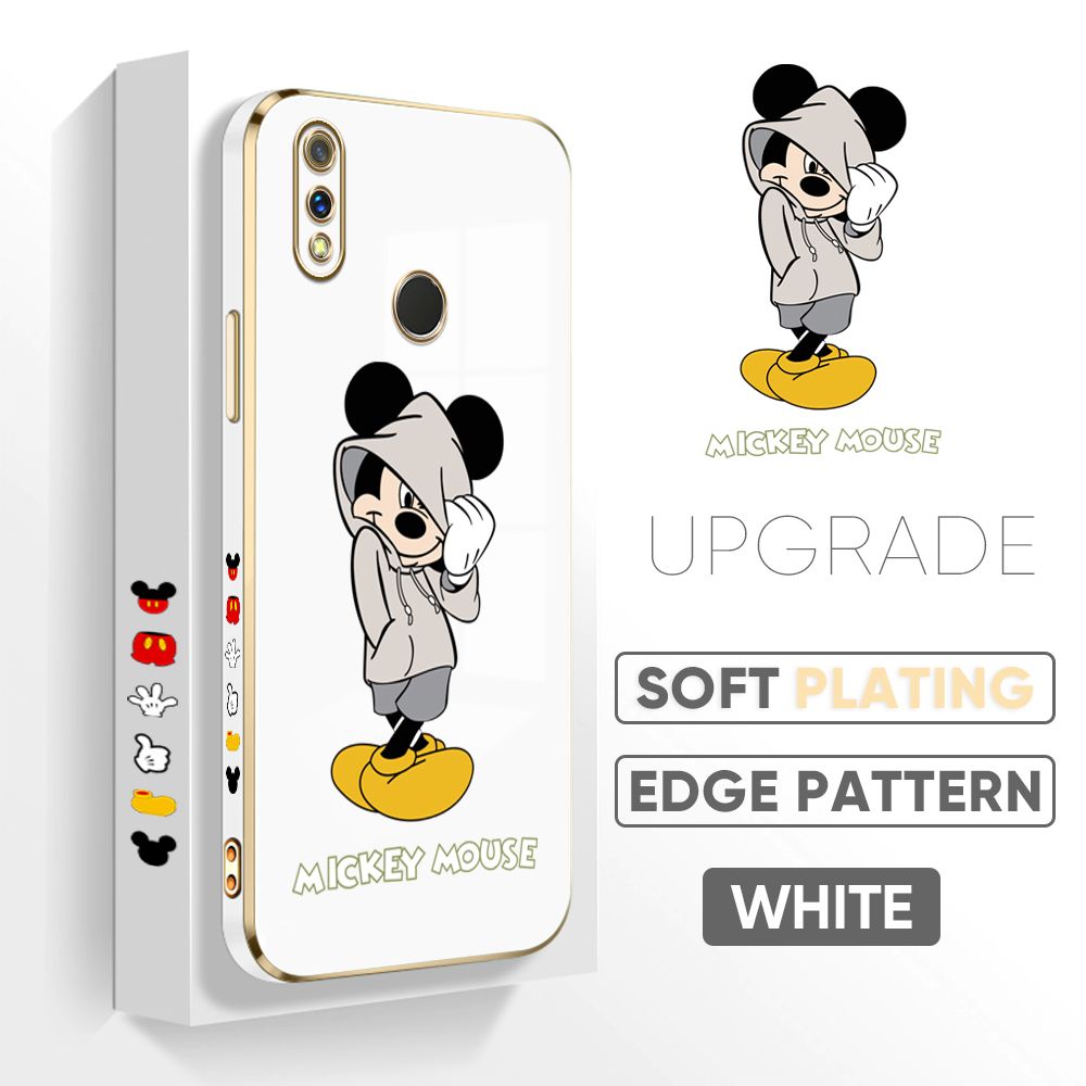 TA for Realme 3 Pro Back Cover + Free Lanyard Handsome Mouse Luxury 6D Plating Case Side Pattern Soft Silicone Square Phone Cases