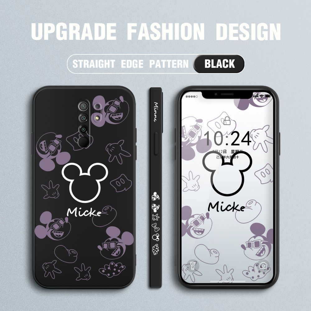 Jizetin for Xiaomi Redmi 9 Case Creative Printing Pattern Side Design Phone Case Square Edge Pattern Liquid Silicone Cases Full Cover Camera Shockproof Protective Case