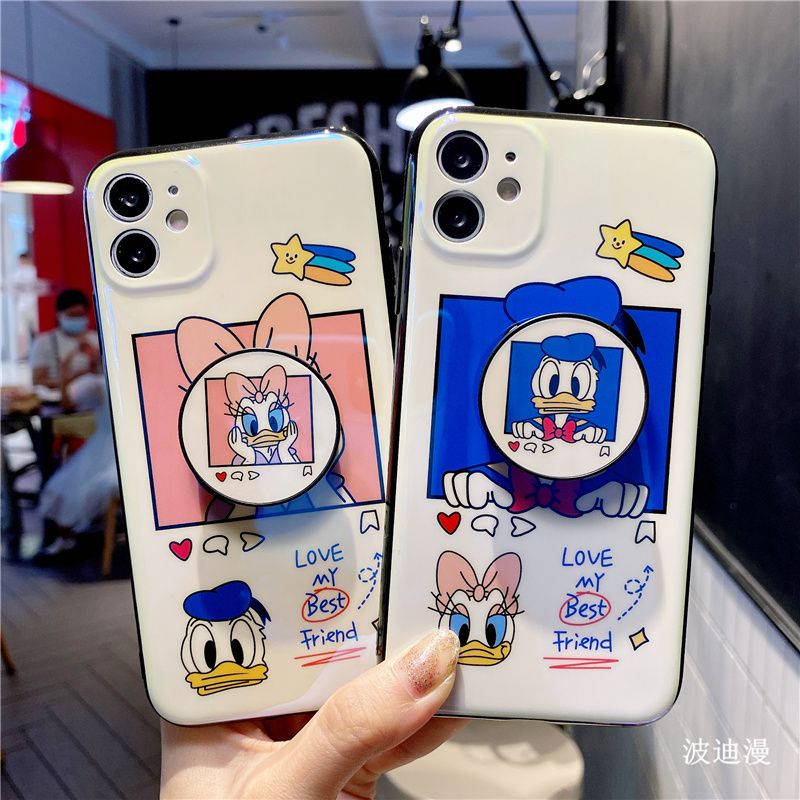 Phone Case iPhone 13 Pro Max Back Cover Cute Donald and Daisy Phone Cases Soft Silicone Bracket Holder Case for iPhone 13 Pro Max Case