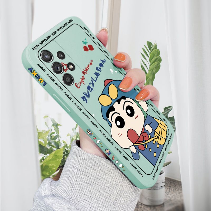 AMORVOR for Samsung Galaxy A52 5G/4G A52S 5G Back Cover Cartoon Shin-chan Action Kamen Side design Soft Case Liquid Silicone Phone Cases
