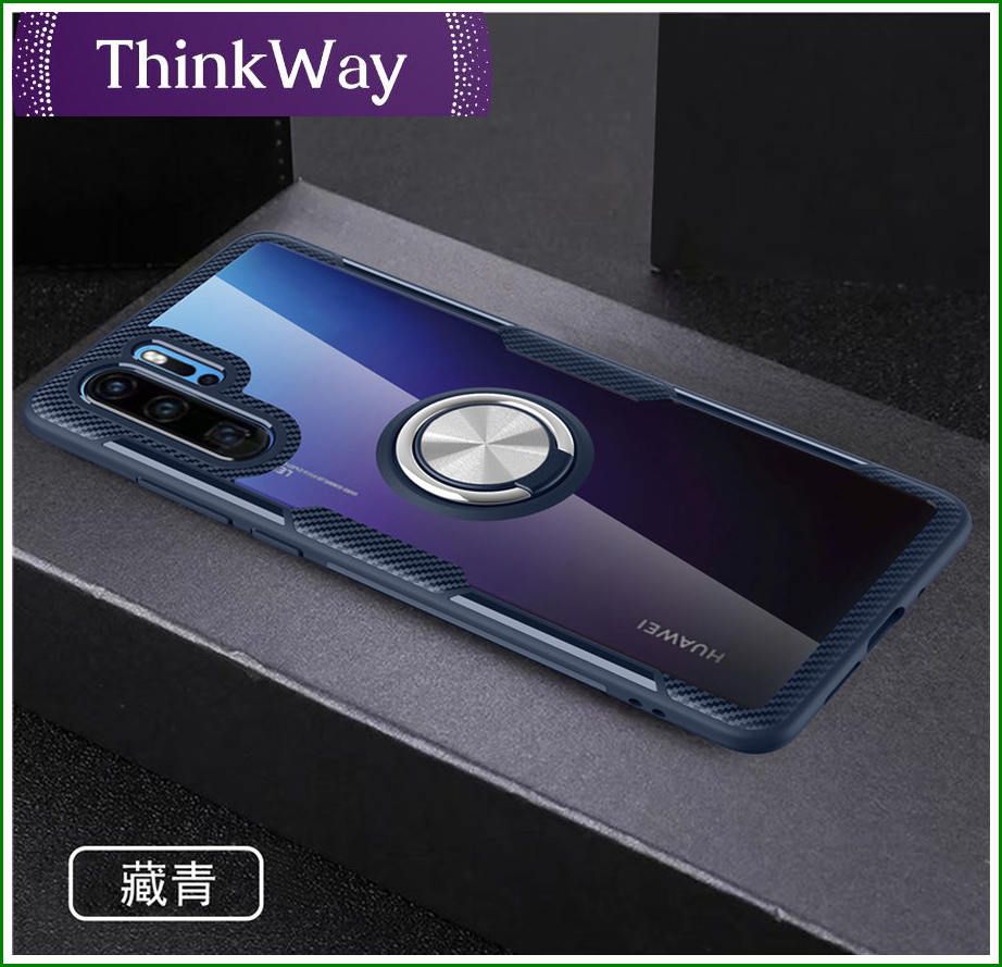 Case, Slim Transparent Shockproof Scratch Cover with finger Ring Holder, for Magnetic Car Mount For Honor 10 Lite/P Smart 2019 & Huawei P30