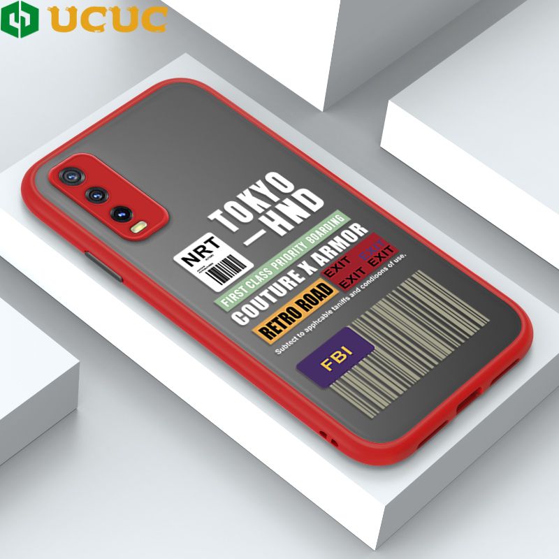 UCUC for Vivo Y20 2021 / Y20i / Y20 / Y20S / Y12S / Y12A / Y20S G Back Cover FBI Sticker Frosted Transparent Hard Phone Case Thin Shockproof Full Cover Camera Protect Case