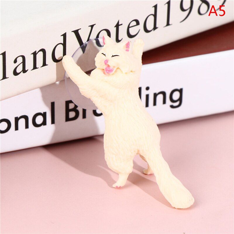 1pc Cat Figurine Miniature Cat Sucker Design Phone Holder Mini Fairy Garden Cartoon Statue Craft Home Car Decorative