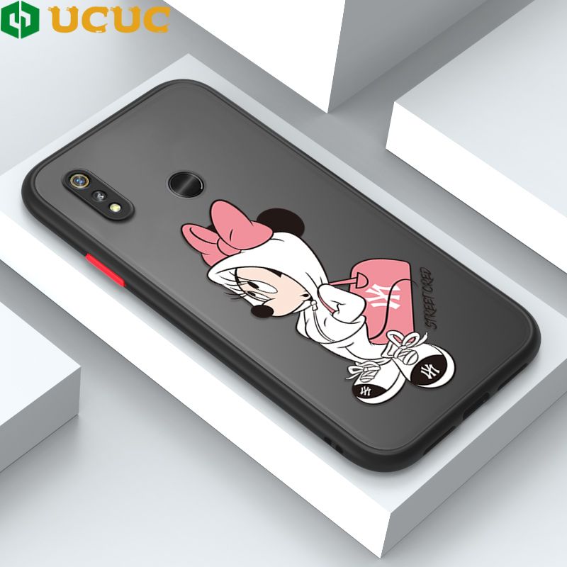 UCUC for Realme 3 Pro Back Cover Satchel Minnie Frosted Transparent Hard Phone Case Thin Shockproof Full Cover Camera Protect Case