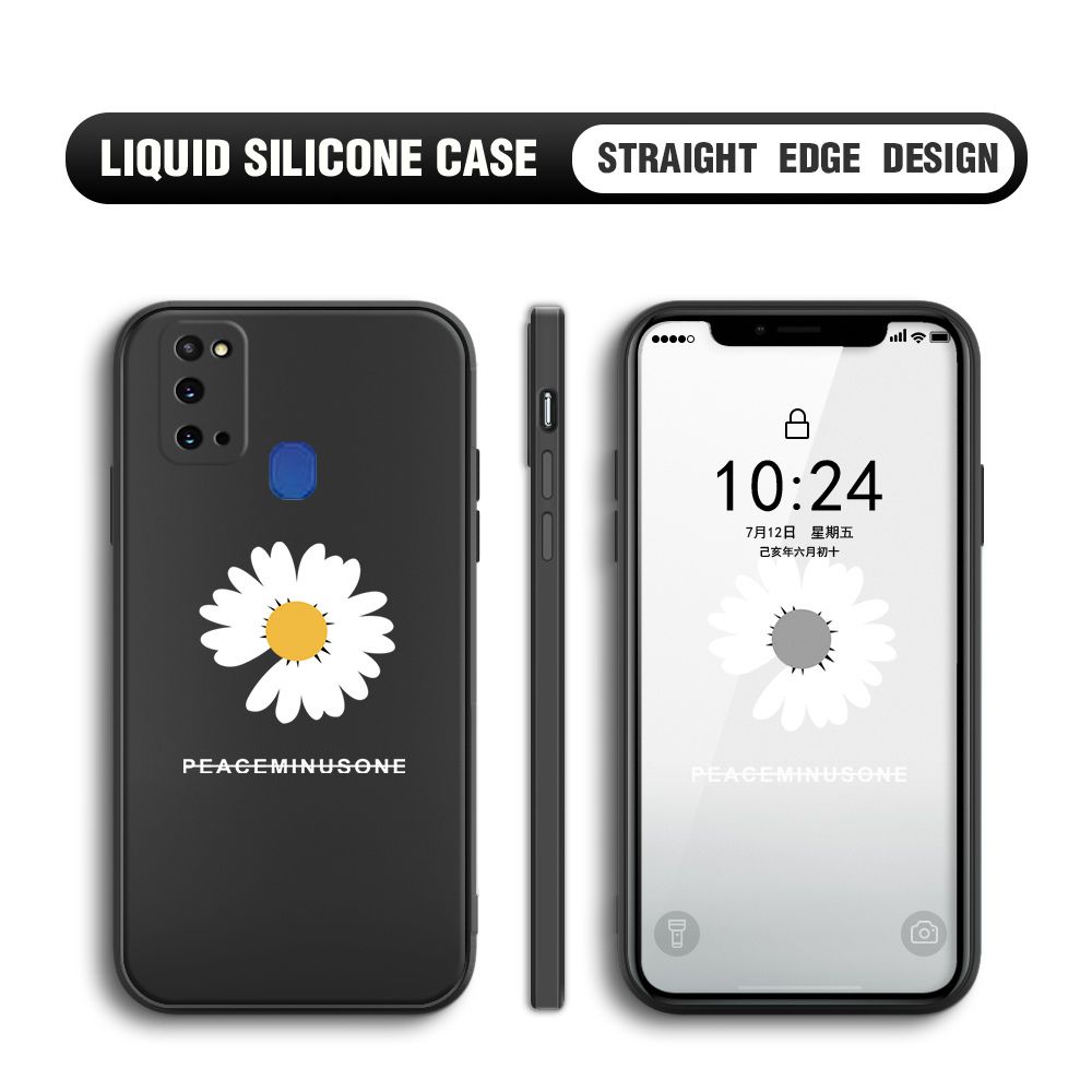Jizetin for Samsung Galaxy M31 Back Cover Fashion Style Daisy Pattern Design Liquid Silicone Phone Case Soft Full Camera Protect Phone Cases